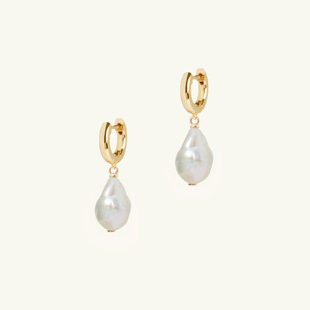 Freshwater Pearl Drop Earrings Gold